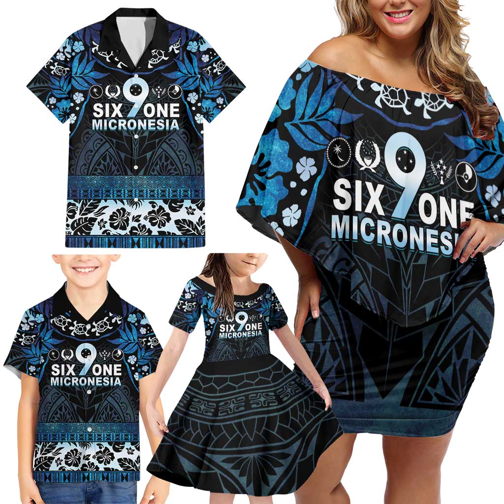 Micronesia FSM 691 Family Matching Off Shoulder Short Dress and Hawaiian Shirt Respect Culture