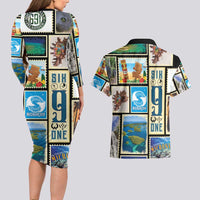 FSM Micronesia Culture Couples Matching Long Sleeve Bodycon Dress and Hawaiian Shirt