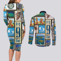 FSM Micronesia Culture Couples Matching Long Sleeve Bodycon Dress and Long Sleeve Button Shirt LT05 - Polynesian Pride