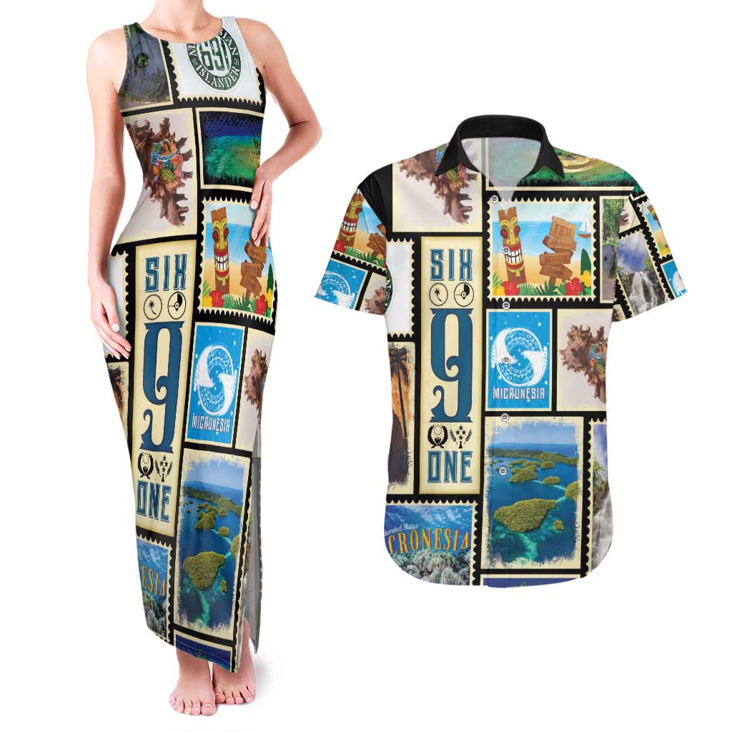 FSM Micronesia Culture Couples Matching Tank Maxi Dress and Hawaiian Shirt