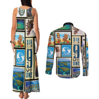 FSM Micronesia Culture Couples Matching Tank Maxi Dress and Long Sleeve Button Shirt
