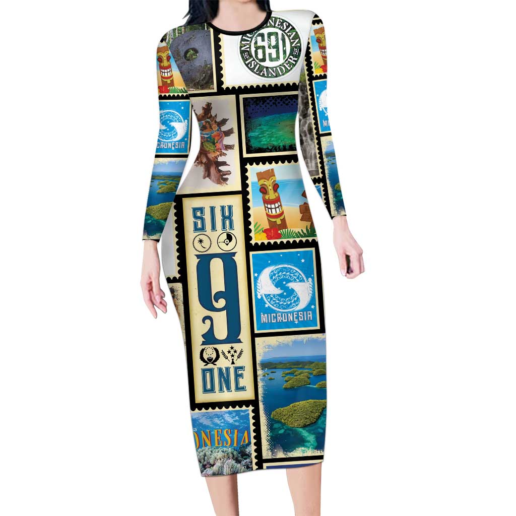 FSM Micronesia Culture Family Matching Long Sleeve Bodycon Dress and Hawaiian Shirt