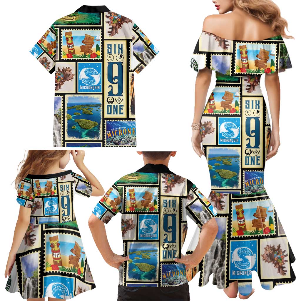 FSM Micronesia Culture Family Matching Mermaid Dress and Hawaiian Shirt