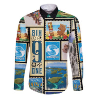 FSM Micronesia Culture Family Matching Off The Shoulder Long Sleeve Dress and Hawaiian Shirt