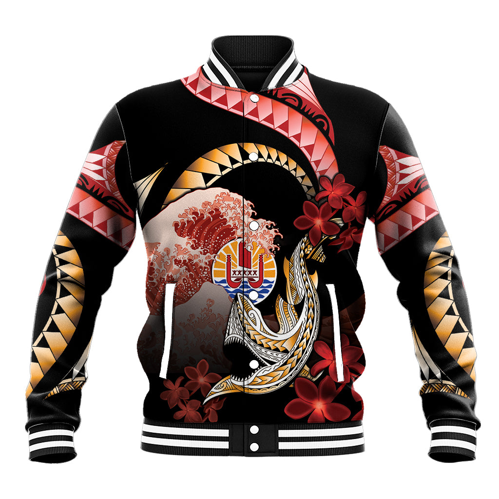 Personalised French Polynesia Victory Day Baseball Jacket Polynesian Pattern Plumeria