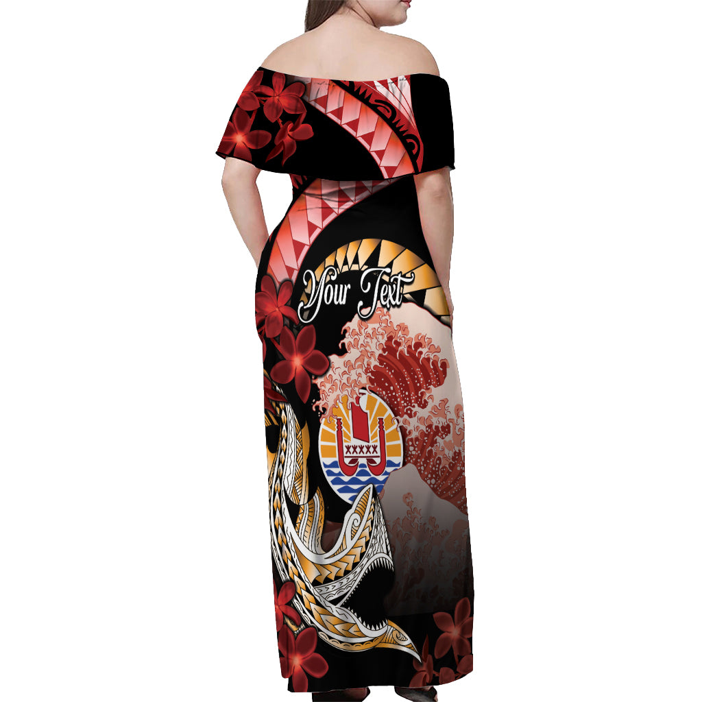 Personalised French Polynesia Victory Day Off Shoulder Maxi Dress Polynesian Pattern Plumeria LT05 - Polynesian Pride