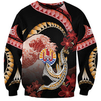 Personalised French Polynesia Victory Day Sweatshirt Polynesian Pattern Plumeria LT05 Unisex Black - Polynesian Pride