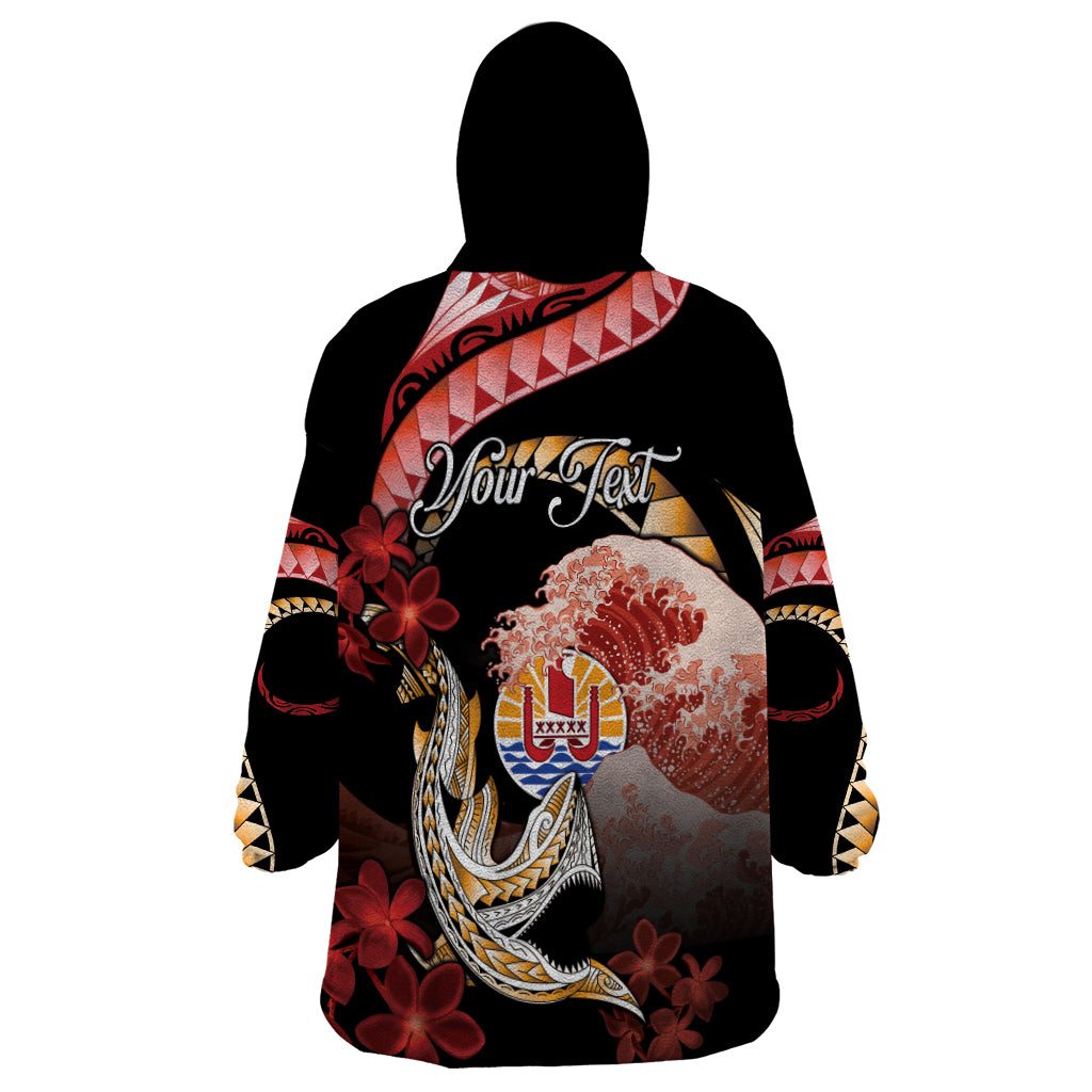 Personalised French Polynesia Victory Day Wearable Blanket Hoodie Polynesian Pattern Plumeria LT05 - Polynesian Pride