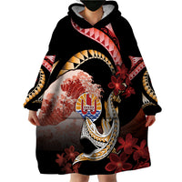 Personalised French Polynesia Victory Day Wearable Blanket Hoodie Polynesian Pattern Plumeria LT05 - Polynesian Pride