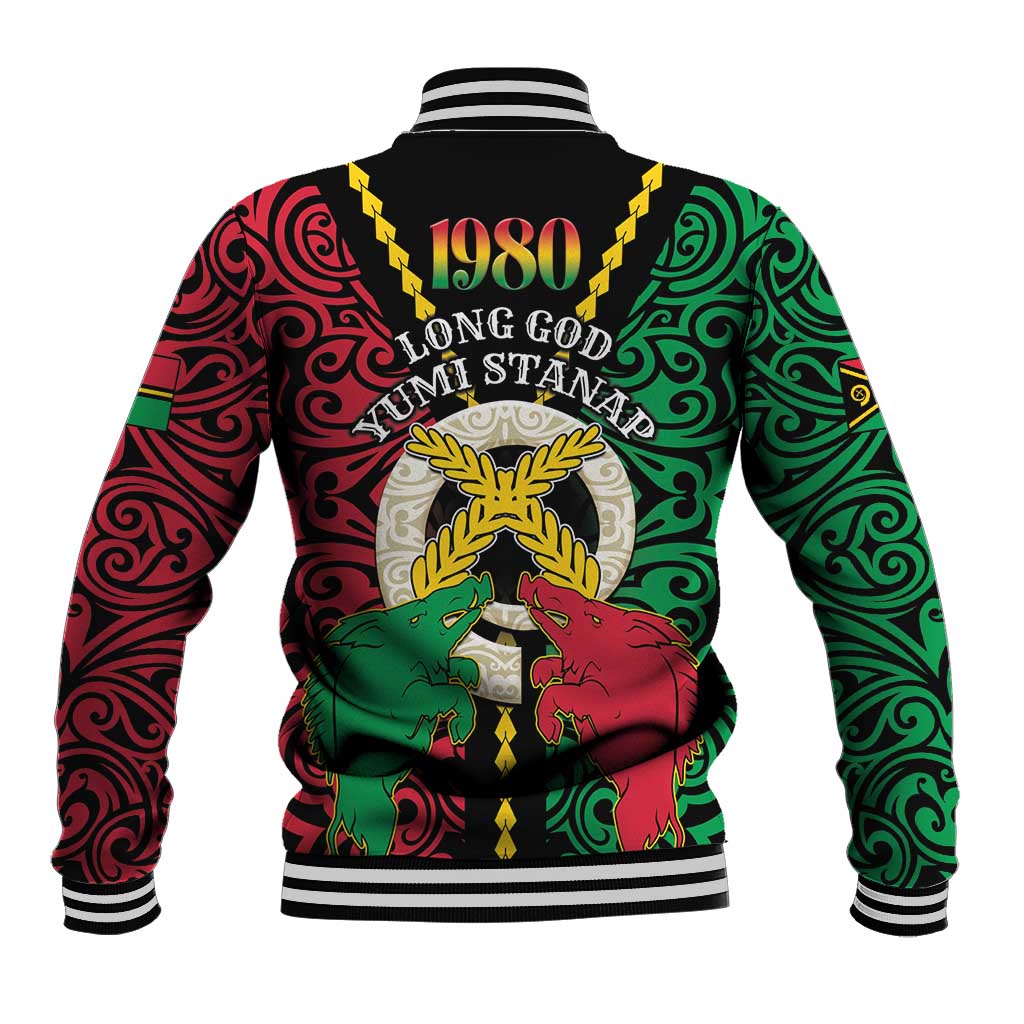 Vanuatu 45th Independence Day Baseball Jacket Long God Yumi Stanap Wild Boar LT05 - Polynesian Pride