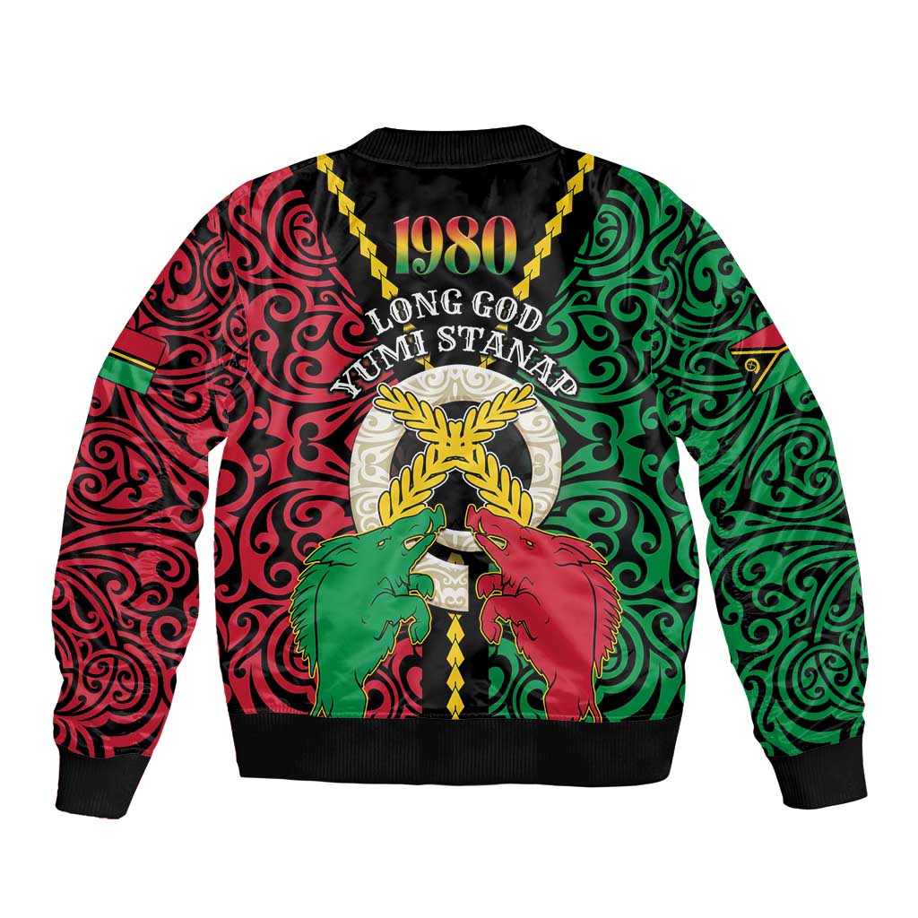 Vanuatu 45th Independence Day Bomber Jacket Long God Yumi Stanap Wild Boar LT05 - Polynesian Pride