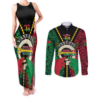 Vanuatu 45th Independence Day Couples Matching Tank Maxi Dress and Long Sleeve Button Shirt Long God Yumi Stanap Wild Boar LT05