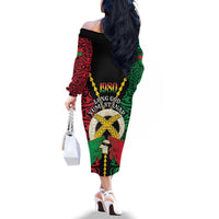Vanuatu 45th Independence Day Family Matching Off The Shoulder Long Sleeve Dress and Hawaiian Shirt Long God Yumi Stanap Wild Boar LT05