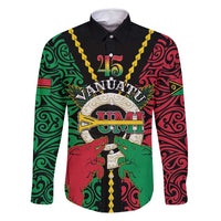 Vanuatu 45th Independence Day Family Matching Off Shoulder Short Dress and Hawaiian Shirt Long God Yumi Stanap Wild Boar LT05