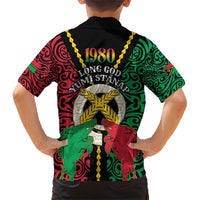Vanuatu 45th Independence Day Family Matching Short Sleeve Bodycon Dress and Hawaiian Shirt Long God Yumi Stanap Wild Boar LT05
