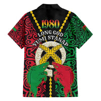 Vanuatu 45th Independence Day Family Matching Short Sleeve Bodycon Dress and Hawaiian Shirt Long God Yumi Stanap Wild Boar LT05