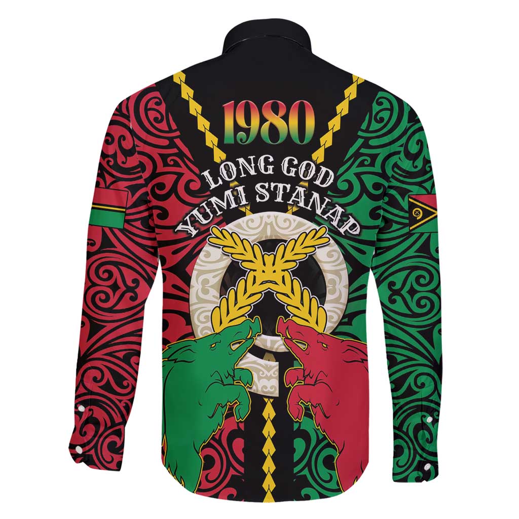 Vanuatu 45th Independence Day Family Matching Short Sleeve Bodycon Dress and Hawaiian Shirt Long God Yumi Stanap Wild Boar LT05