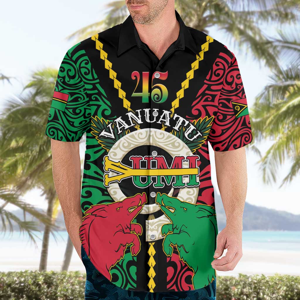 Vanuatu 45th Independence Day Hawaiian Shirt Long God Yumi Stanap Wild Boar LT05 - Polynesian Pride