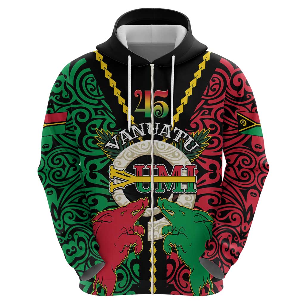 Vanuatu 45th Independence Day Hoodie Long God Yumi Stanap Wild Boar LT05