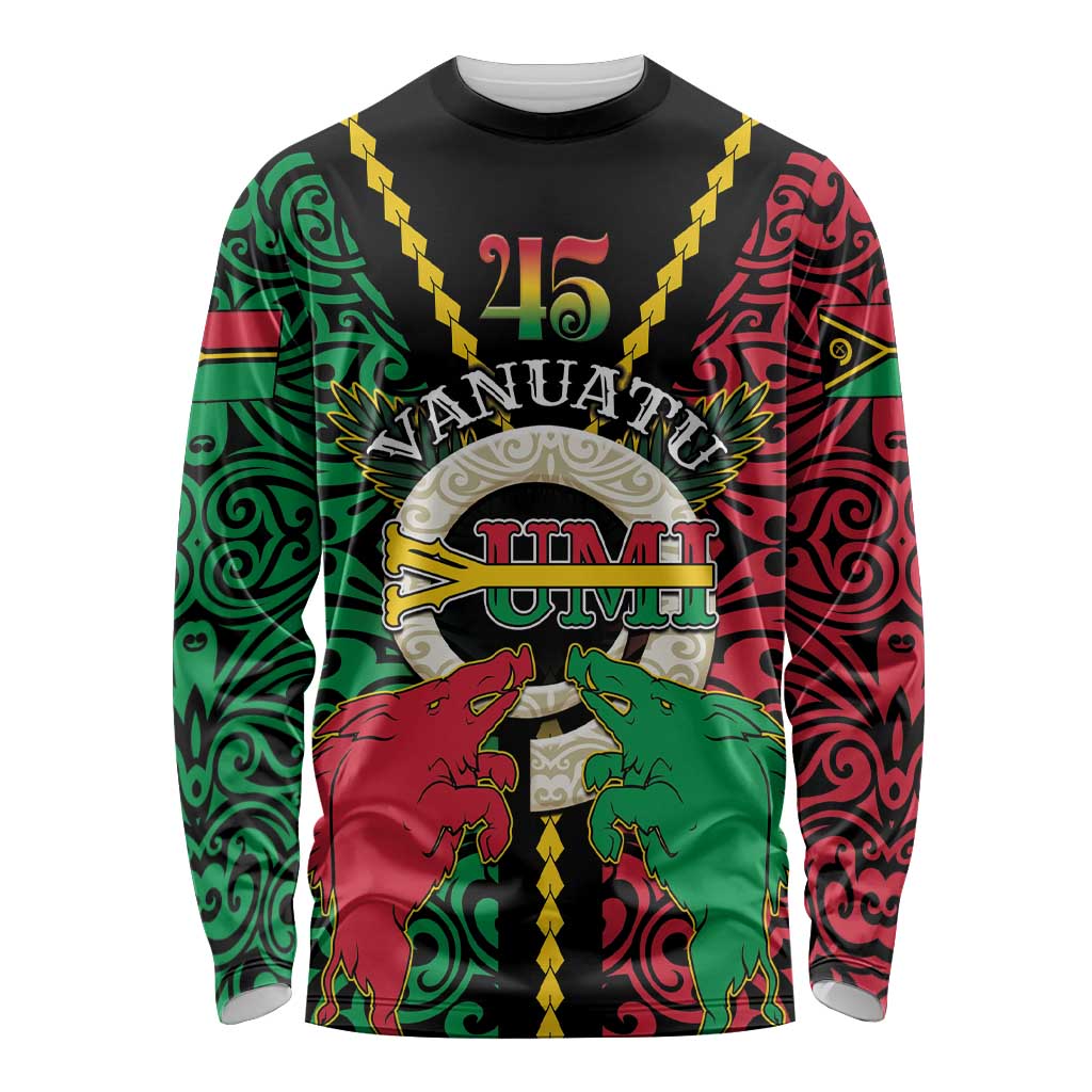 Vanuatu 45th Independence Day Long Sleeve Shirt Long God Yumi Stanap Wild Boar LT05