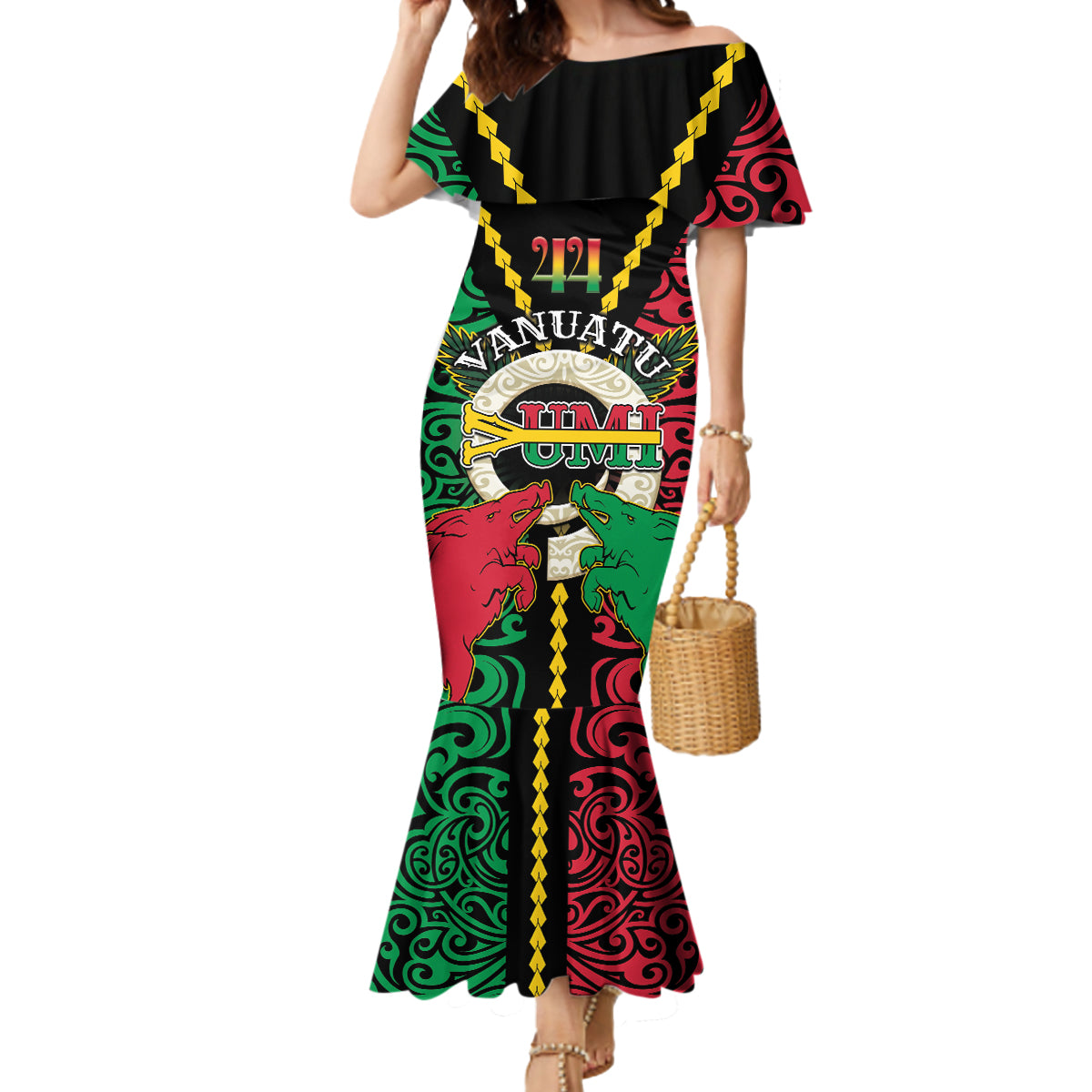 Vanuatu 44th Independence Day Mermaid Dress Long God Yumi Stanap Wild Boar