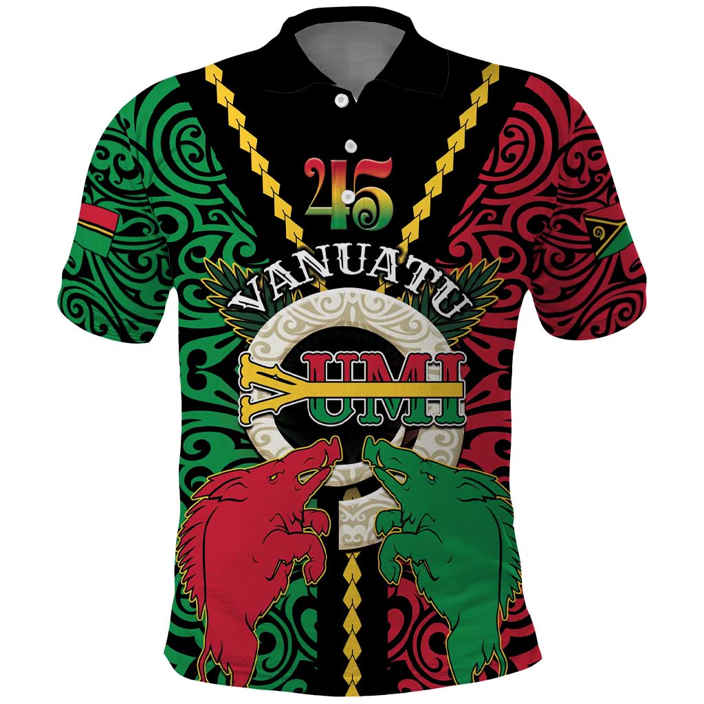 Vanuatu 45th Independence Day Polo Shirt Long God Yumi Stanap Wild Boar LT05