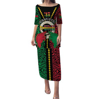 Vanuatu 45th Independence Day Puletasi Long God Yumi Stanap Wild Boar LT05 Long Dress Black - Polynesian Pride