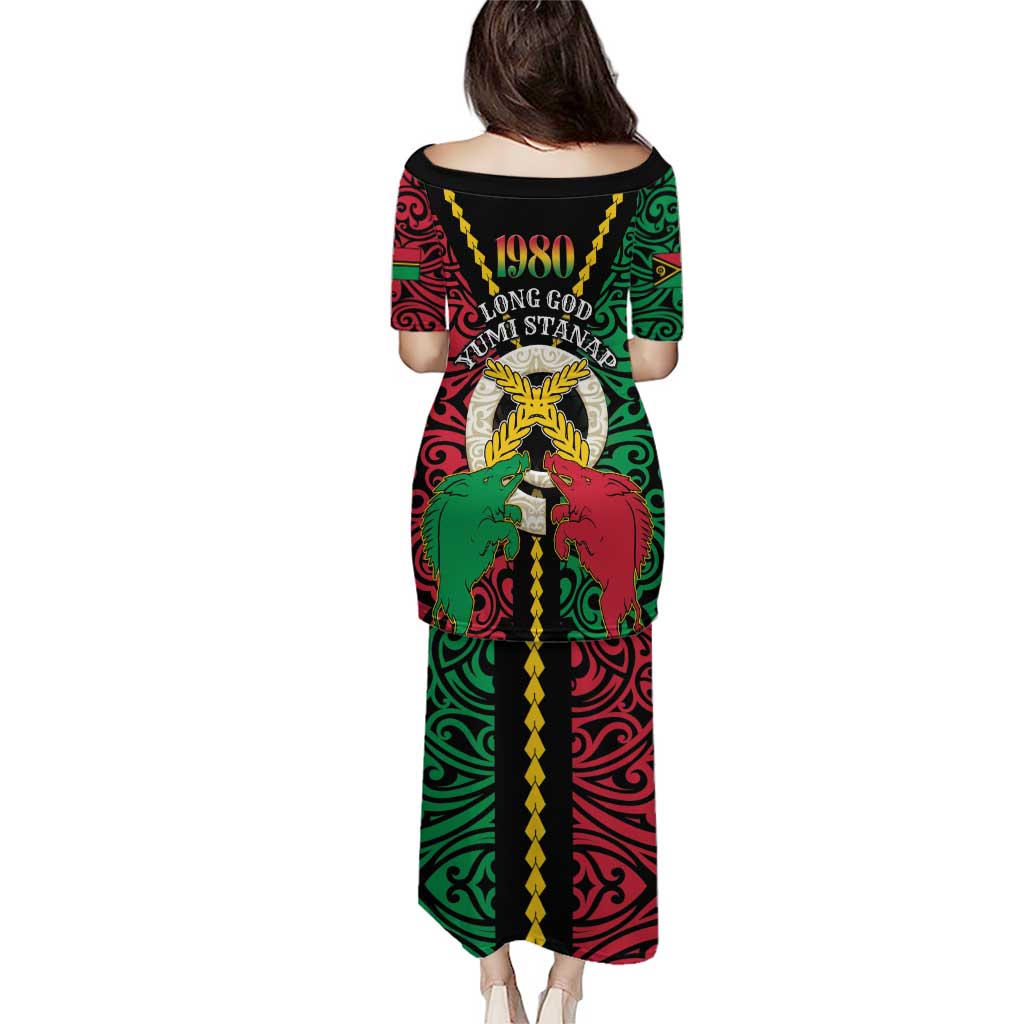 Vanuatu 45th Independence Day Puletasi Long God Yumi Stanap Wild Boar LT05 - Polynesian Pride