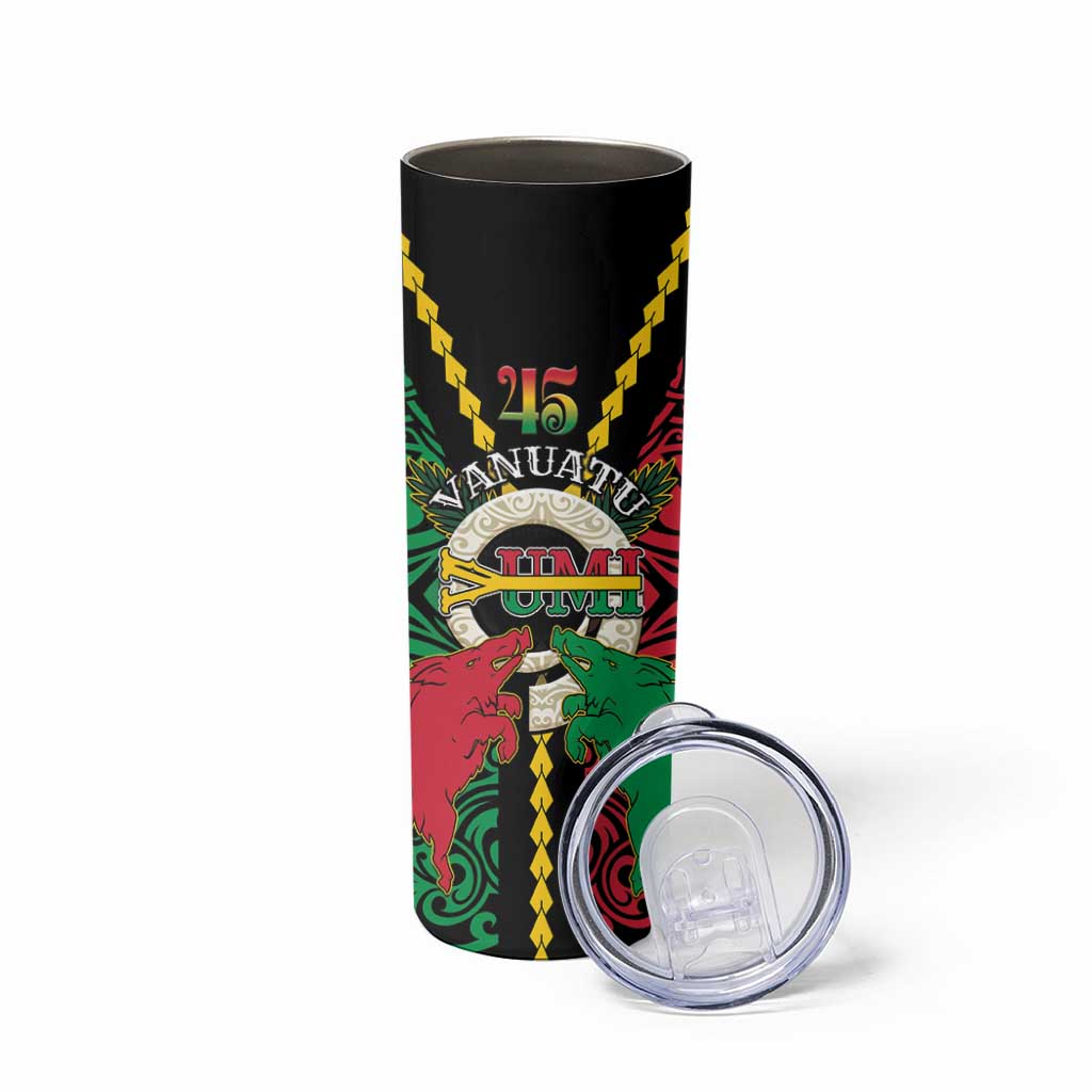 Vanuatu 45th Independence Day Skinny Tumbler Long God Yumi Stanap Wild Boar LT05