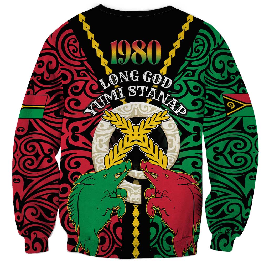 Vanuatu 45th Independence Day Sweatshirt Long God Yumi Stanap Wild Boar LT05 - Polynesian Pride