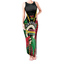 Vanuatu 45th Independence Day Tank Maxi Dress Long God Yumi Stanap Wild Boar LT05 Women Black - Polynesian Pride