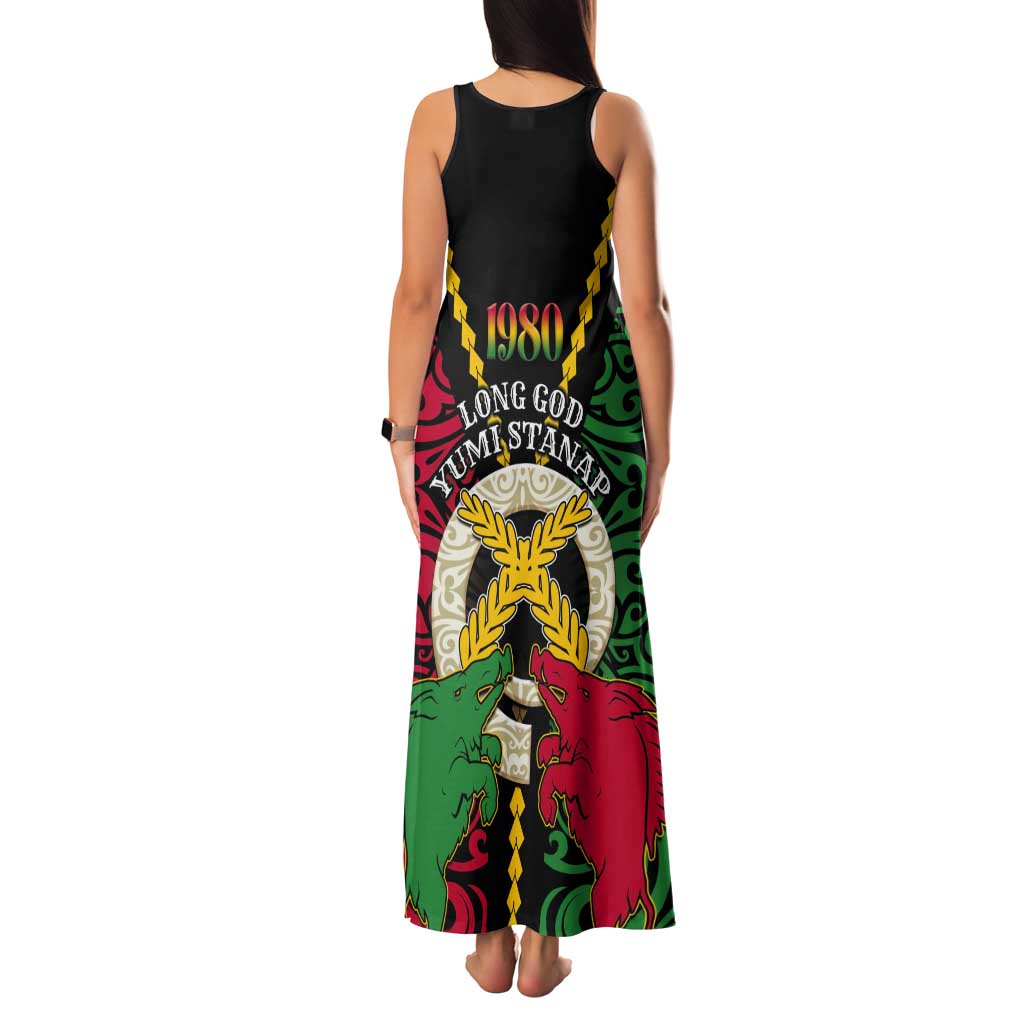 Vanuatu 45th Independence Day Tank Maxi Dress Long God Yumi Stanap Wild Boar LT05 - Polynesian Pride