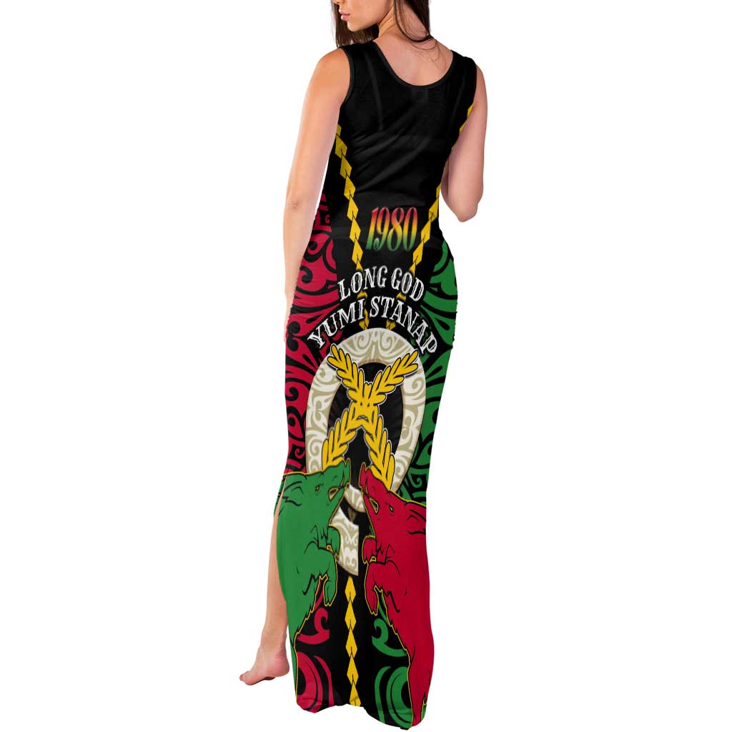 Vanuatu 45th Independence Day Tank Maxi Dress Long God Yumi Stanap Wild Boar LT05 - Polynesian Pride