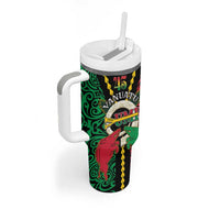 Vanuatu 45th Independence Day Tumbler With Handle Long God Yumi Stanap Wild Boar LT05
