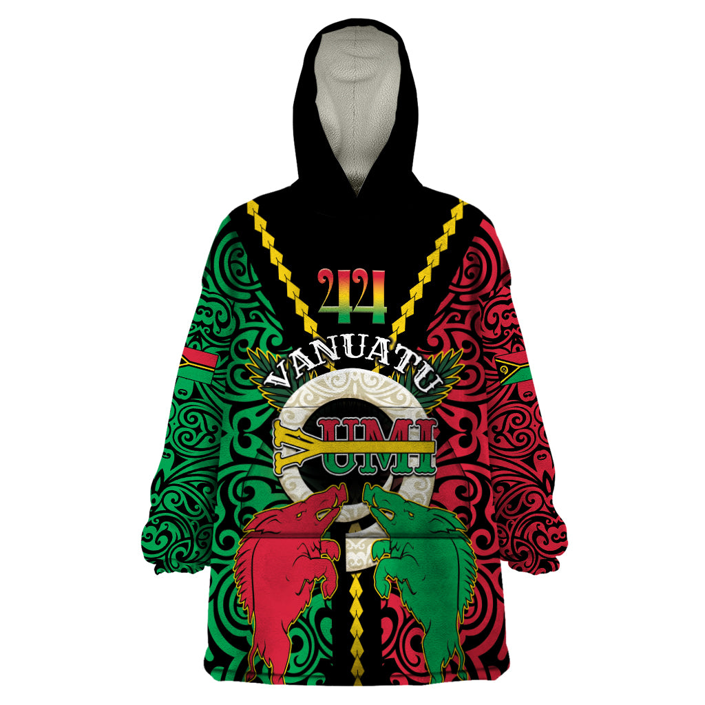 Vanuatu 44th Independence Day Wearable Blanket Hoodie Long God Yumi Stanap Wild Boar