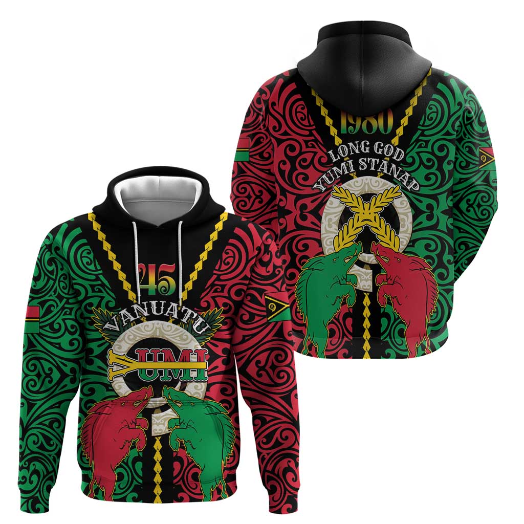 Vanuatu 45th Independence Day Zip Hoodie Long God Yumi Stanap Wild Boar LT05