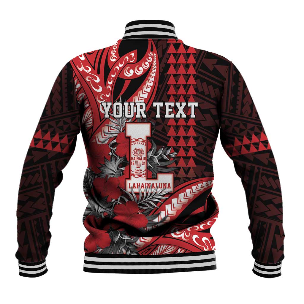 Personalized Hawaii Lahainaluna High School Baseball Jacket Tribal Tattoo With Hibiscus Flowers LT05 - Polynesian Pride