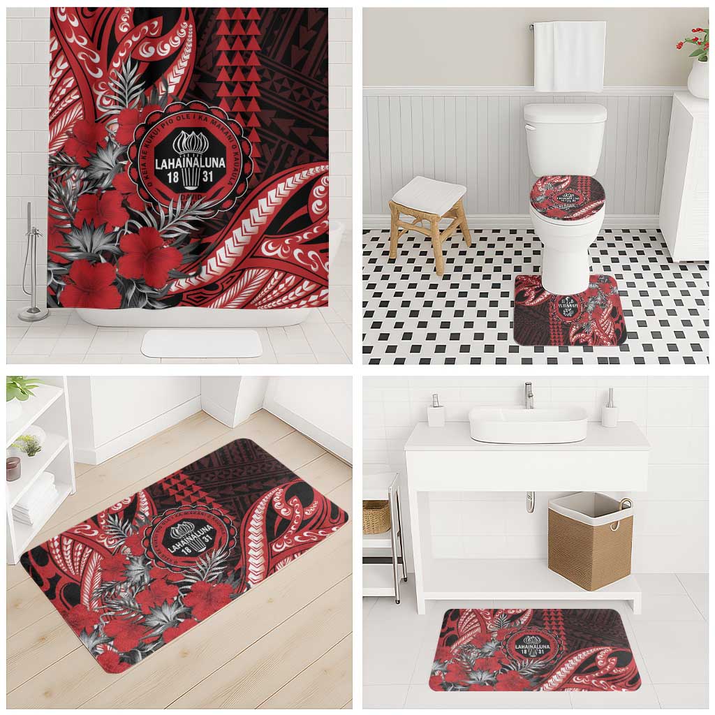 Hawaii Lahainaluna High School Bathroom Set Tribal Tattoo With Hibiscus Flowers LT05 - Polynesian Pride