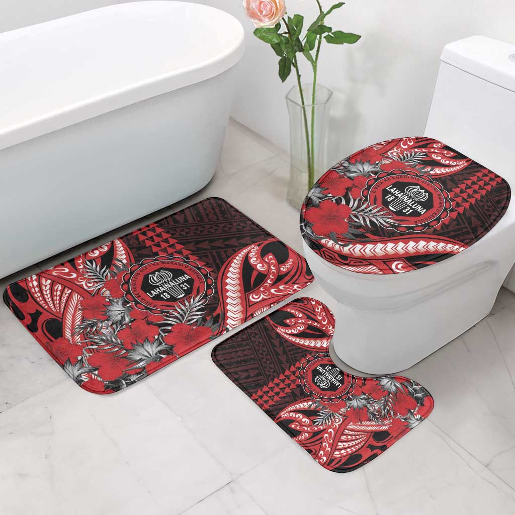 Hawaii Lahainaluna High School Bathroom Set Tribal Tattoo With Hibiscus Flowers LT05 - Polynesian Pride