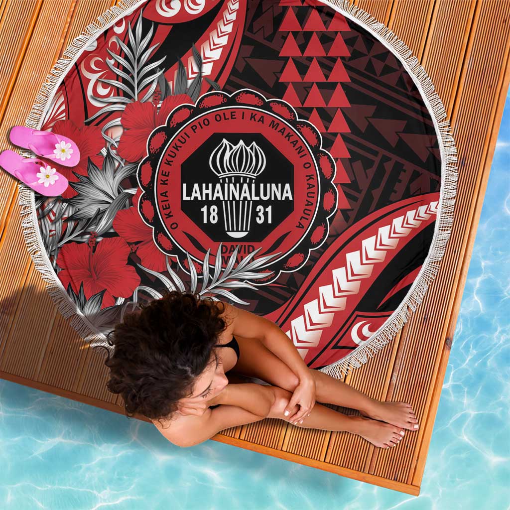 Hawaii Lahainaluna High School Beach Blanket Tribal Tattoo With Hibiscus Flowers LT05 - Polynesian Pride