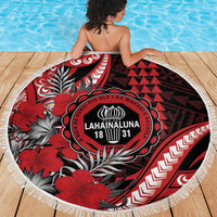 Hawaii Lahainaluna High School Beach Blanket Tribal Tattoo With Hibiscus Flowers LT05 - Polynesian Pride
