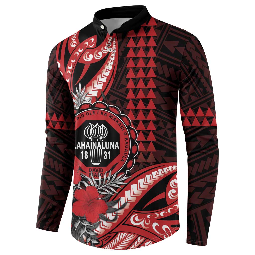 Personalized Hawaii Lahainaluna High School Button Sweatshirt Tribal Tattoo With Hibiscus Flowers LT05 - Polynesian Pride