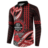 Personalized Hawaii Lahainaluna High School Button Sweatshirt Tribal Tattoo With Hibiscus Flowers LT05 - Polynesian Pride