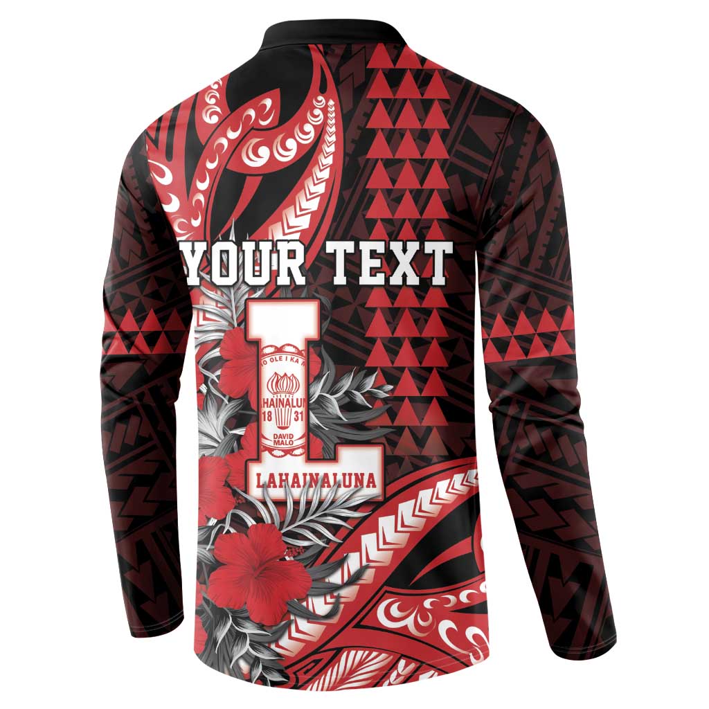 Personalized Hawaii Lahainaluna High School Button Sweatshirt Tribal Tattoo With Hibiscus Flowers LT05 - Polynesian Pride