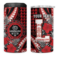 Personalized Hawaii Lahainaluna High School 4 in 1 Can Cooler Tumbler Tribal Tattoo With Hibiscus Flowers