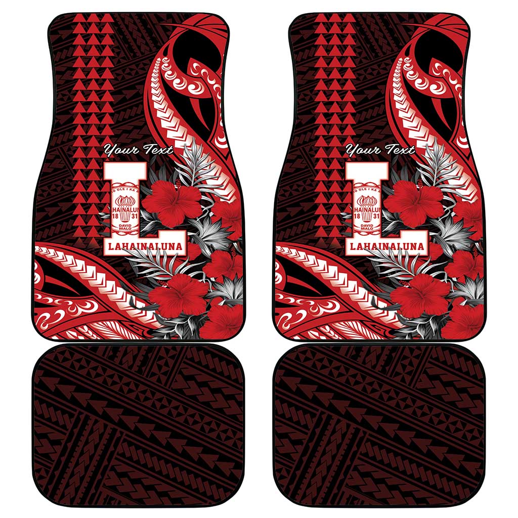 Personalized Hawaii Lahainaluna High School Car Mats Tribal Tattoo With Hibiscus Flowers LT05 - Polynesian Pride