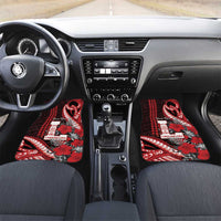 Personalized Hawaii Lahainaluna High School Car Mats Tribal Tattoo With Hibiscus Flowers LT05 Set 2pcs - Front Red - Polynesian Pride