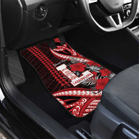 Personalized Hawaii Lahainaluna High School Car Mats Tribal Tattoo With Hibiscus Flowers LT05 - Polynesian Pride
