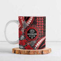 Personalized Hawaii Lahainaluna High School Ceramic Mug Tribal Tattoo With Hibiscus Flowers