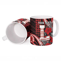 Personalized Hawaii Lahainaluna High School Ceramic Mug Tribal Tattoo With Hibiscus Flowers